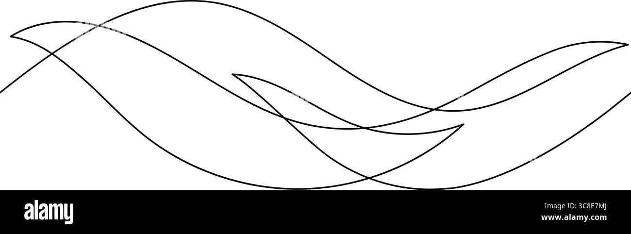 sfondo senza cuciture con motivo d'onda astratto. una linea disegna l'onda curva che fluisce in un minimalismo decorativo continuo Illustrazione Vettoriale