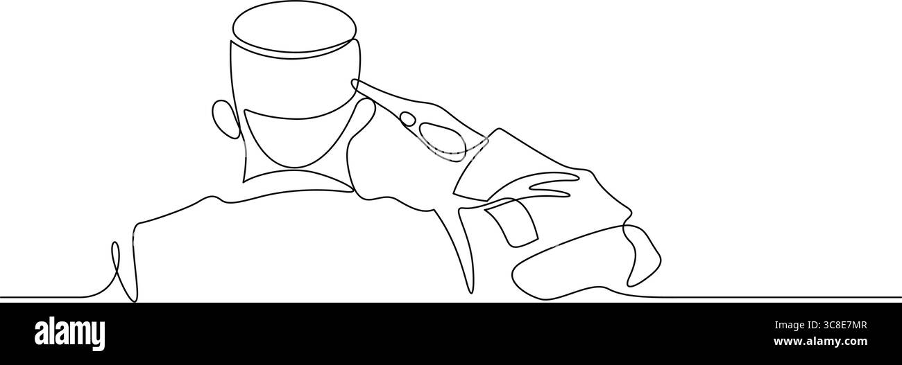 la cerimonia di saluto camuffato dei soldati militari rende omaggio a una linea disegnando un minimalismo continuo disegnato a mano Illustrazione Vettoriale