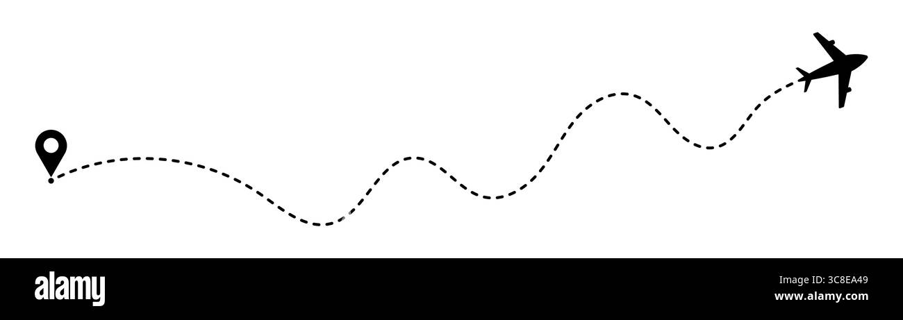 Velivolo con linea tratteggiata o traiettoria della linea di volo Illustrazione Vettoriale