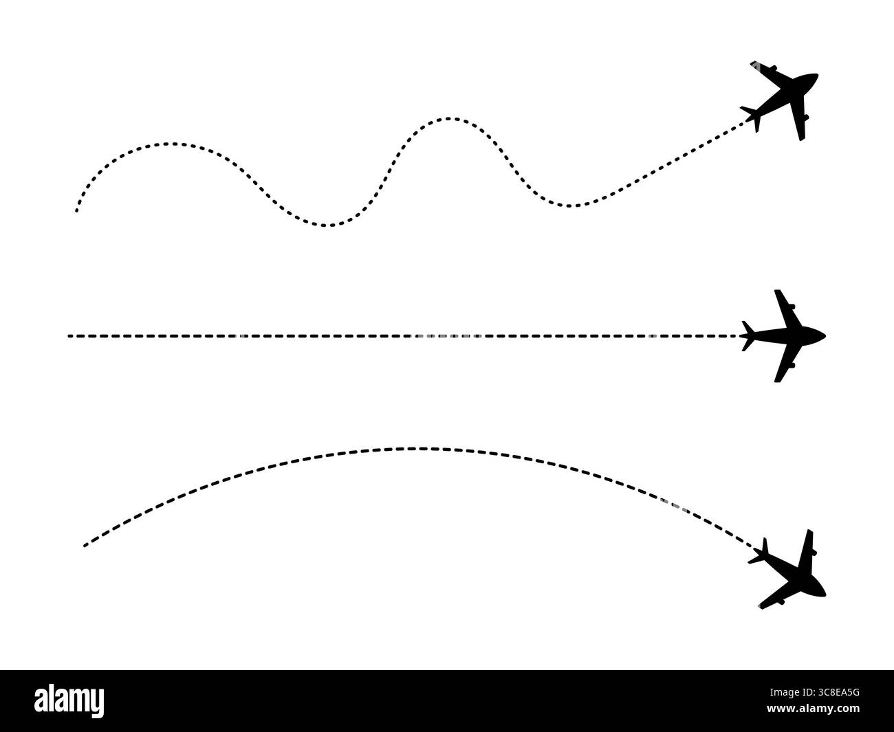 Velivolo con linea tratteggiata o traiettoria della linea di volo Illustrazione Vettoriale
