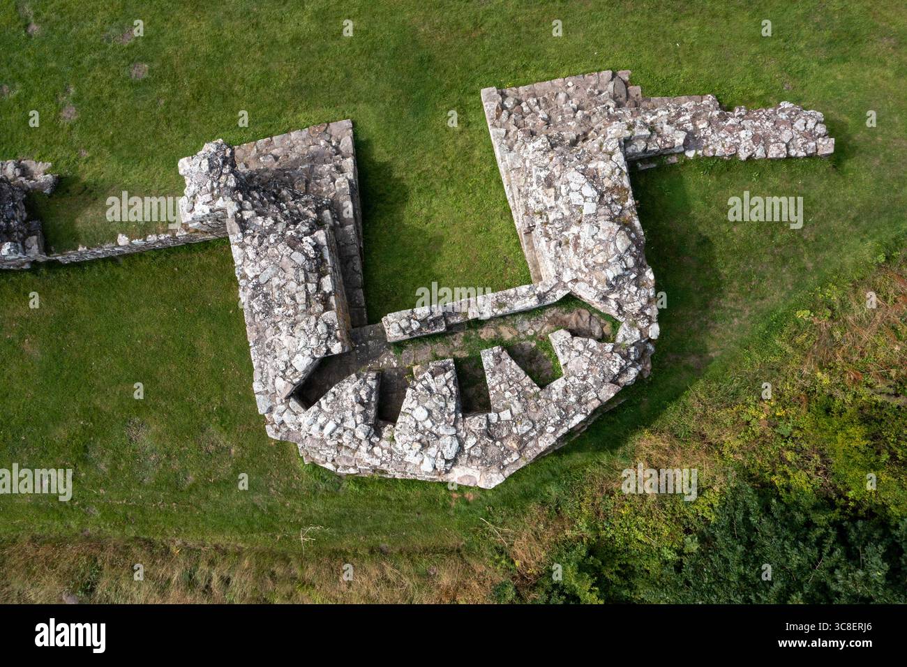Rovine di una torre al castello di Norham Foto Stock