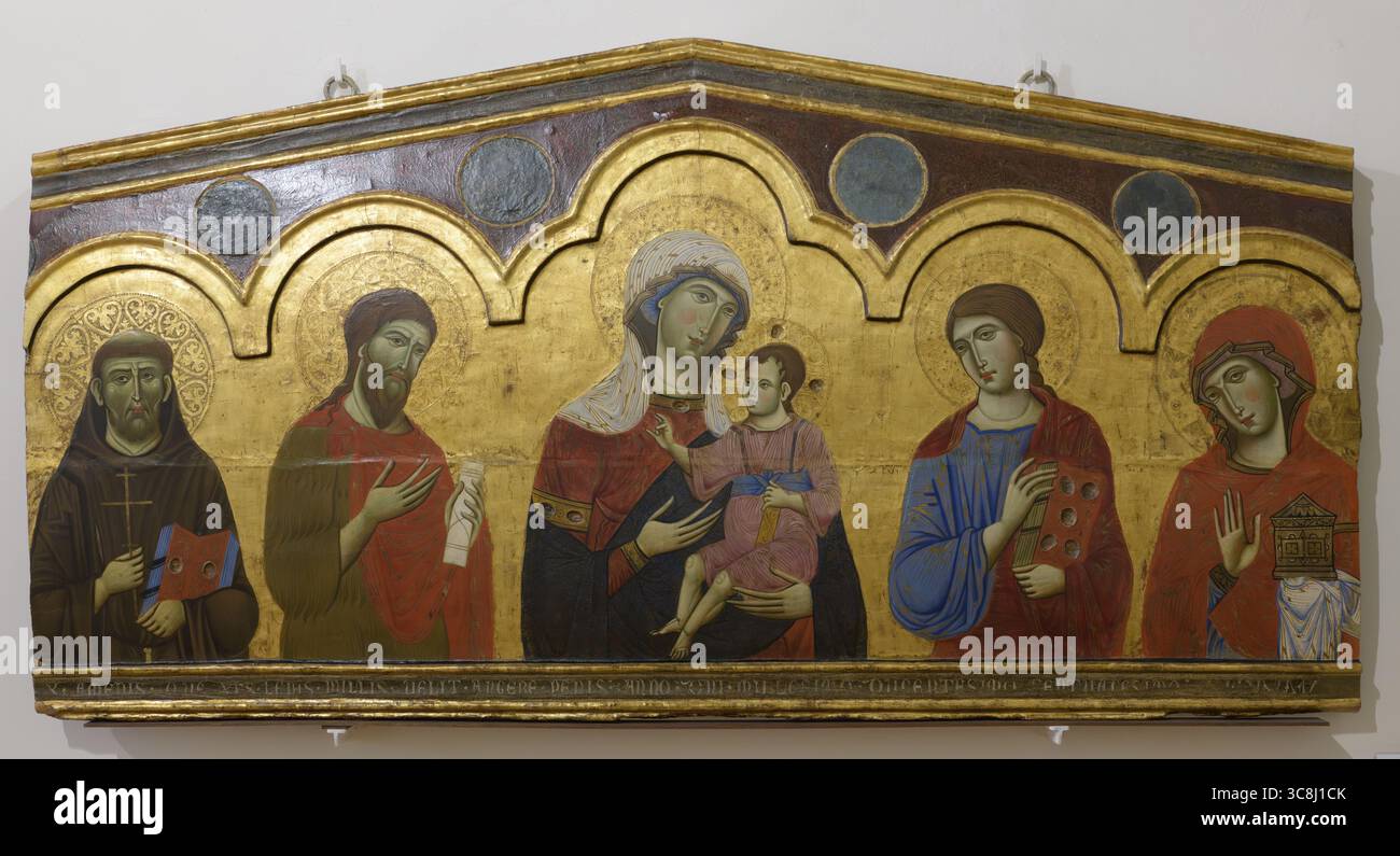 Madonna con bambino e Santi di Guido da Siena, tempera e oro su tavola (c.1270), Pinacoteca Nazionale di Siena, Italia. Foto Stock Madonna con bambino e Santi di Guido da Siena, tempera e oro su tavola (c.1270), Pinacoteca Nazionale di Siena, Italia. Foto Stock