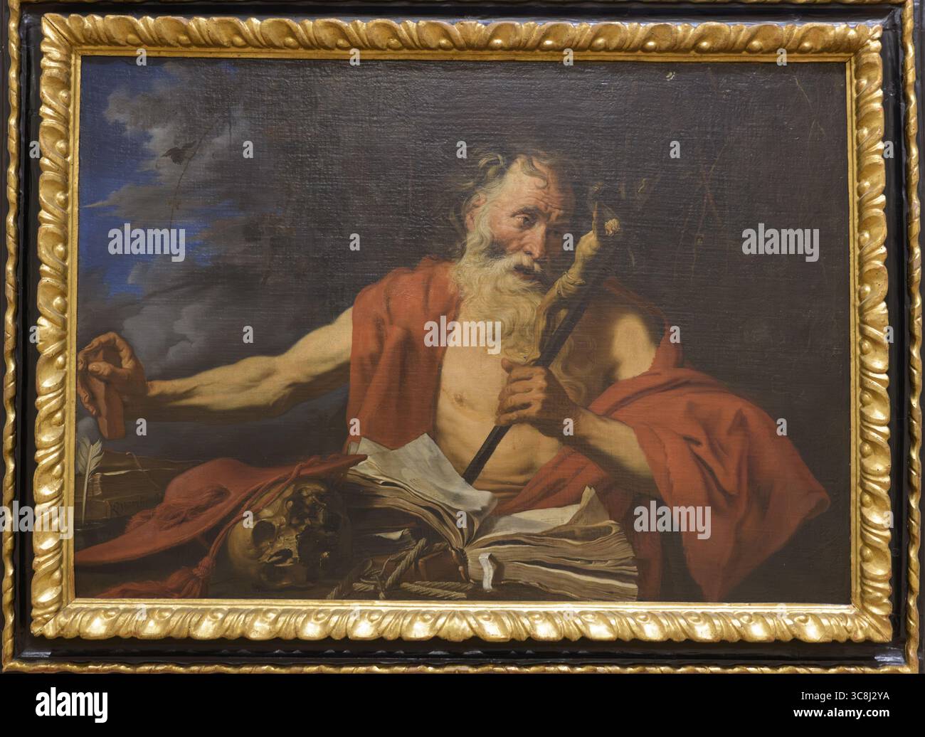 San Girolamo penitente di un pittore francese non identificato, metà del XVII secolo, Pinacoteca Nazionale di Siena, Siena, Italia. Foto Stock