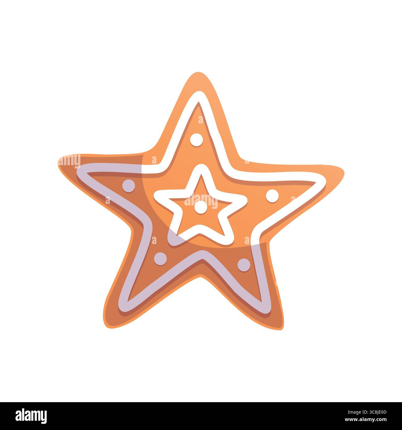 Biscotto Vector Gingerbread con glassa isolata su sfondo bianco Illustrazione Vettoriale