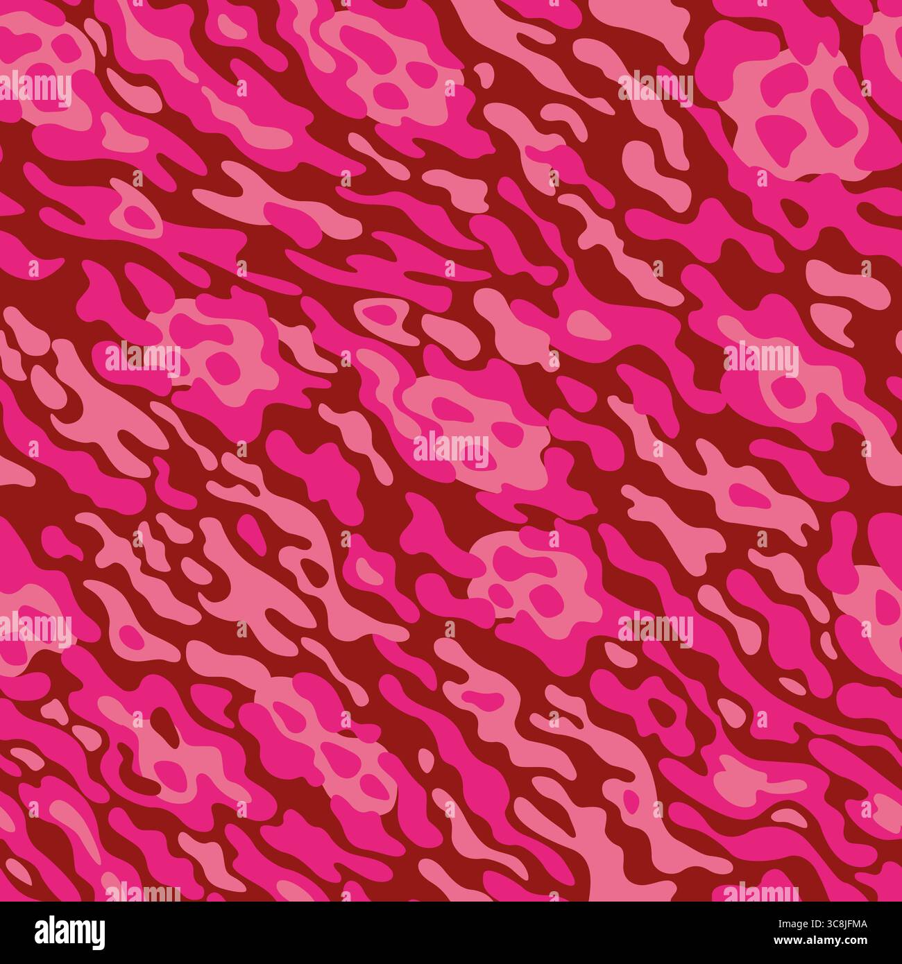 Fantasia di un animale fantastico, fantasia mimetica. Strisce luminose, macchie sfumature di rosso e rosa in ordine casuale su sfondo rosso scuro Illustrazione Vettoriale