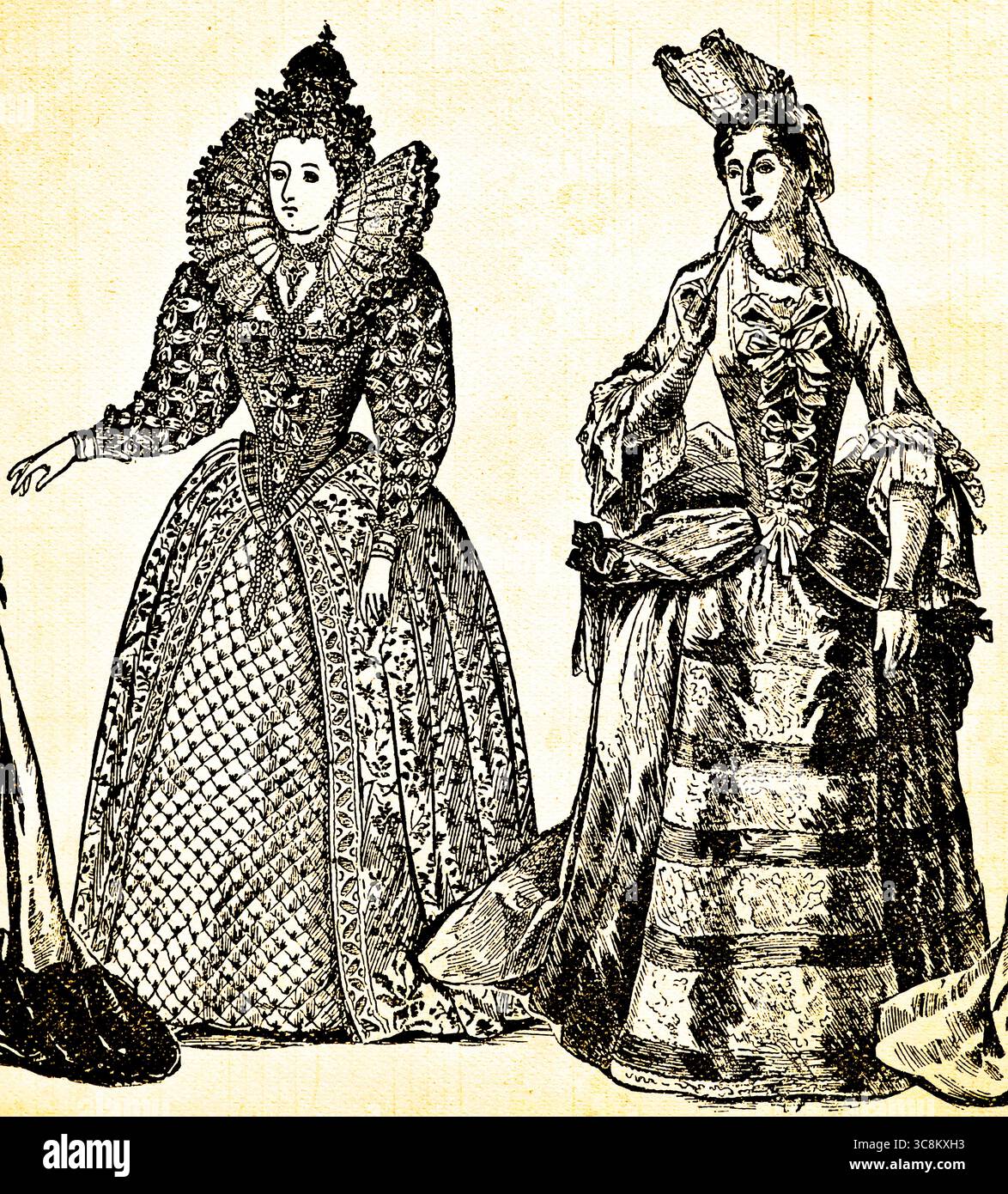 Suggerimenti di abiti eleganti per feste fantastiche, moda, epoca vittoriana, Inghilterra, Gran Bretagna, illustrazione storica 1889 Foto Stock