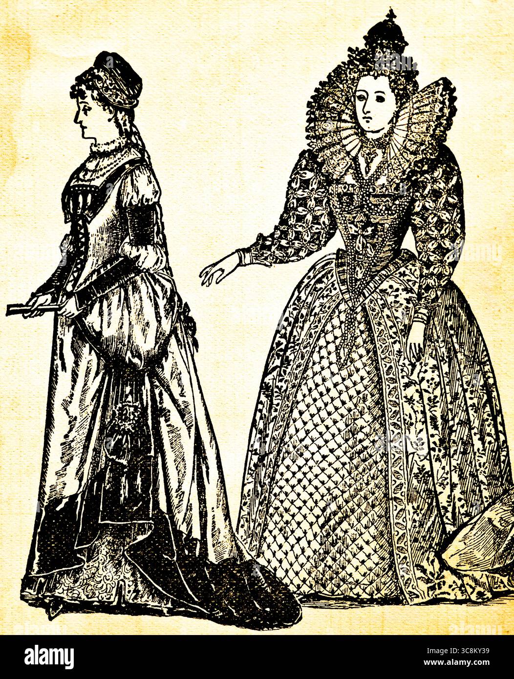 Suggerimenti di abiti eleganti per feste fantastiche, moda, epoca vittoriana, Inghilterra, Gran Bretagna, illustrazione storica 1889 Foto Stock