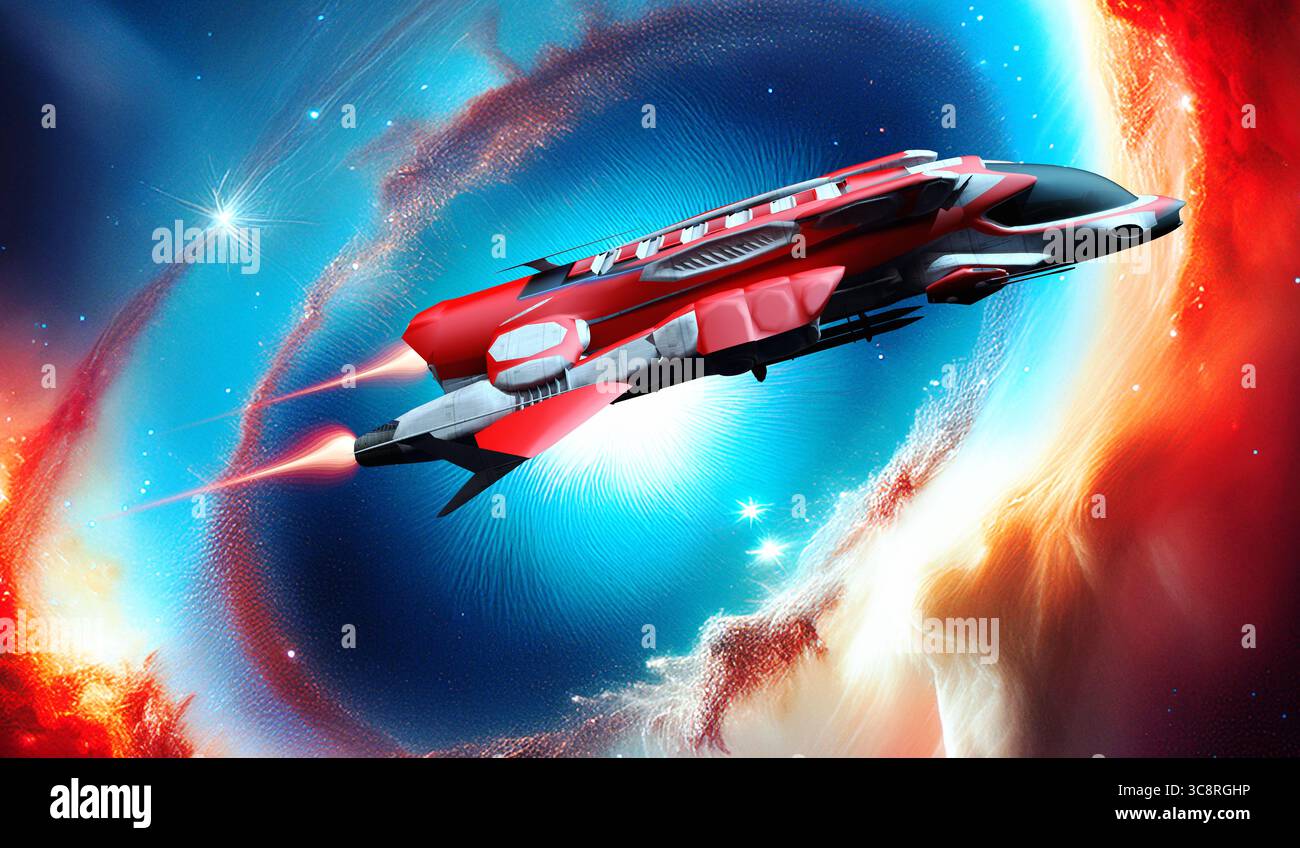 Un vettore merci viaggia oltre la Nebulosa Helix durante il suo viaggio nello spazio. Foto Stock