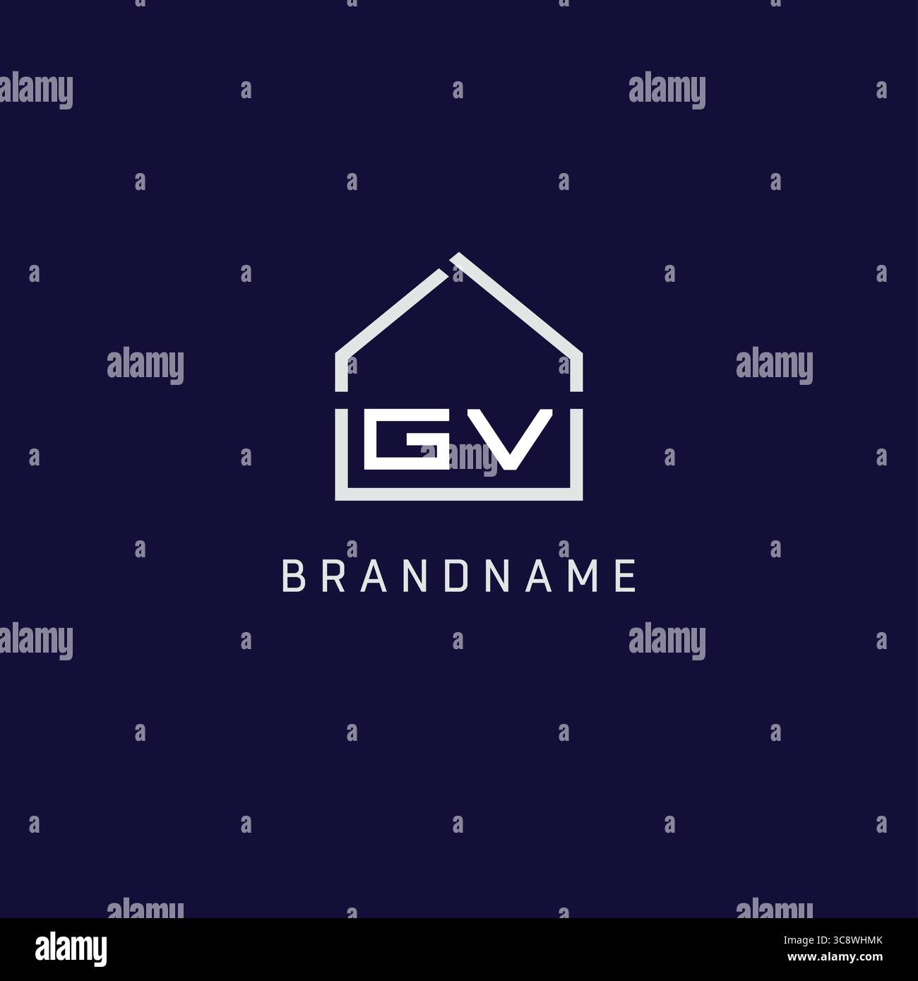 Lettera iniziale del logo GV Roof Real Estate Design Ideas grafica vettoriale Illustrazione Vettoriale