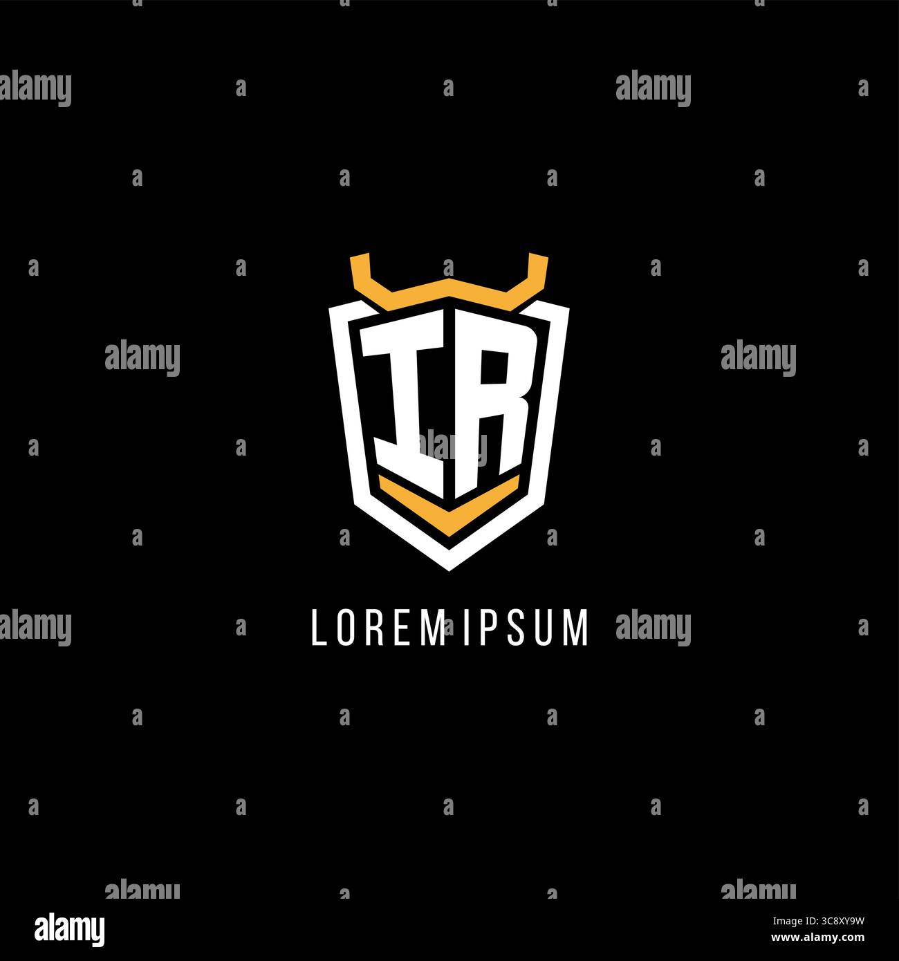 Logo iniziale di esport con schermatura geometrica IR, grafica vettoriale in stile monogramma Illustrazione Vettoriale