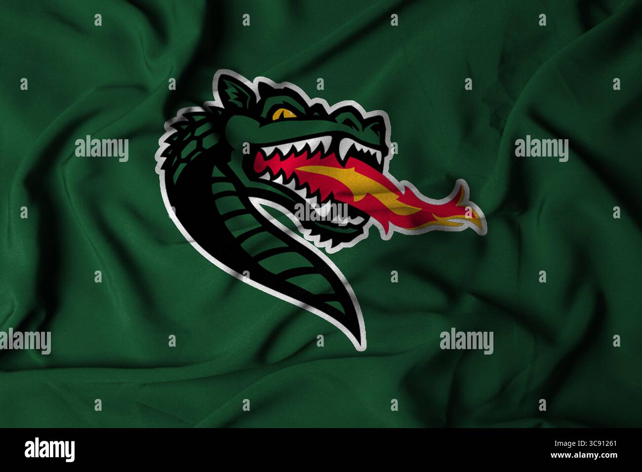 Pringsewu, Lampung; 6 agosto 2025; il logo della squadra di football americano UAB Blazers con tessuto ondulato testurizzato Foto Stock