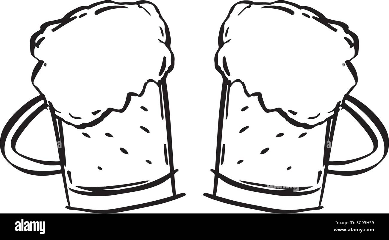 birra festival bicchiere bicomponente icona disegno bavaria bar alcol happy hour bevanda capitale cultura cibo drink germania monaco oktoberfest p Illustrazione Vettoriale