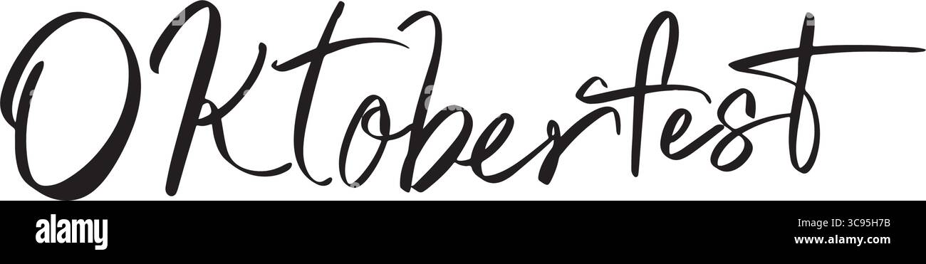 oktobberfest font di testo calligrafia scrittura a mano scrittura scrittura oggetto colore nero icona ottobre oktoberfest birra barvaria alcol festa evento germa Illustrazione Vettoriale