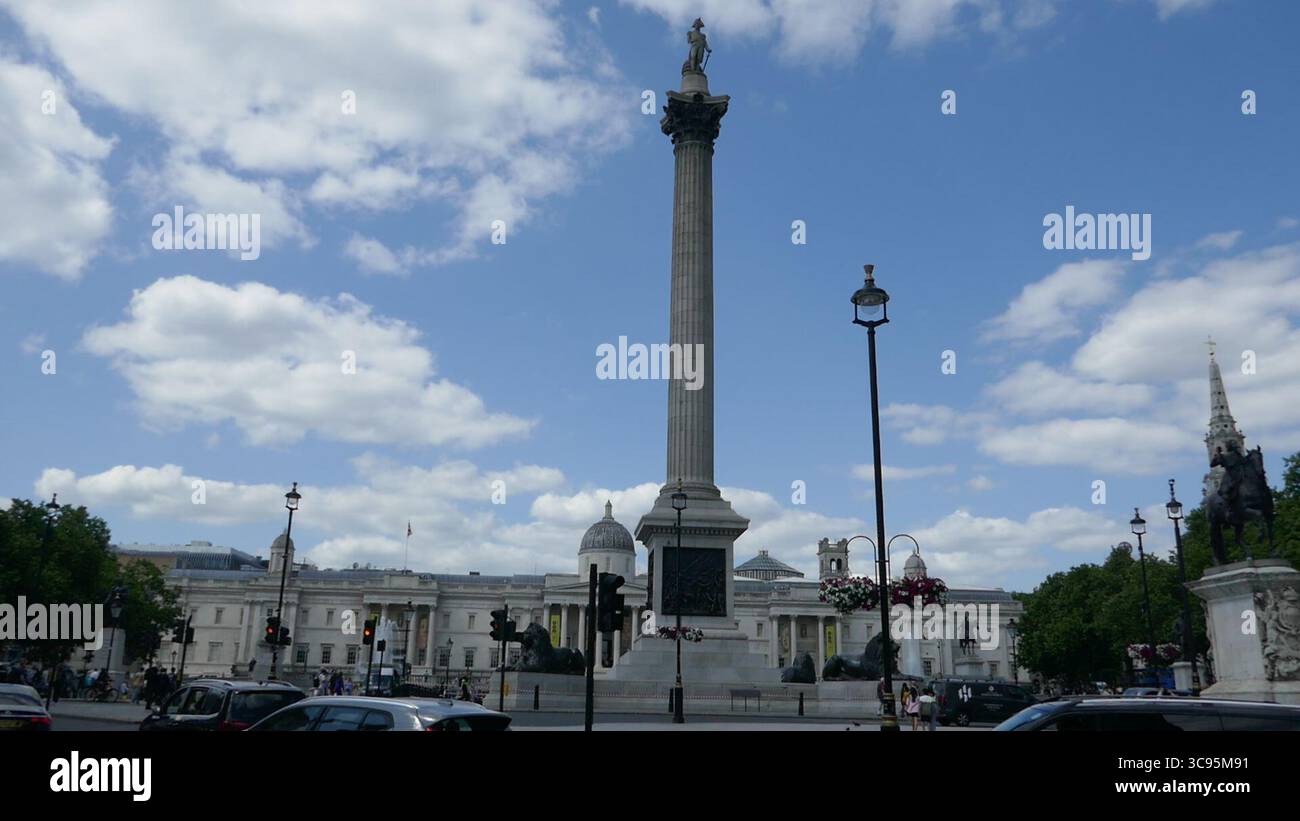 Londra, Inghilterra, Regno Unito 2 giugno 2025 colonna di Nelsons per Horatio Nelson, la National Gallery e Trafalgar Square il 2 giugno 2025 a Londra, Inghilterra, Regno Unito. Foto di Barry King/Alamy Stock Photo Foto Stock