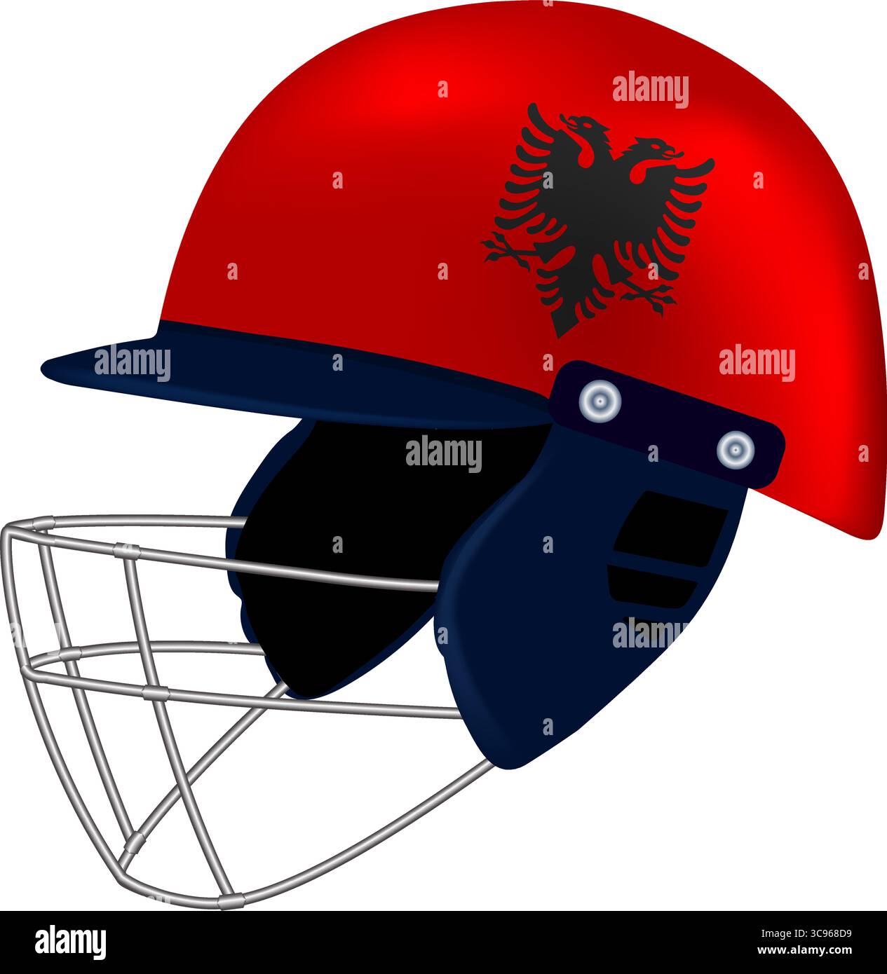 Casco da cricket con bandiera Albania Illustrazione Vettoriale