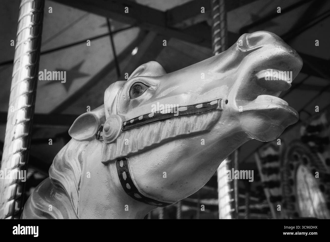 Cavallo carosello Carnevale in bianco e nero Foto Stock