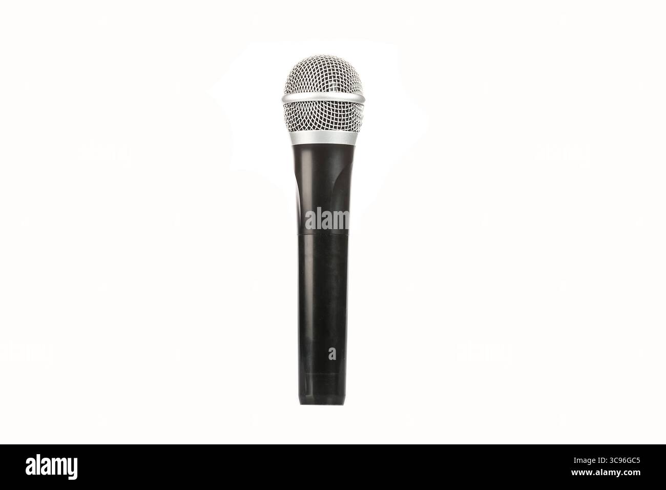 microfono wireless nero isolato su sfondo bianco Foto Stock
