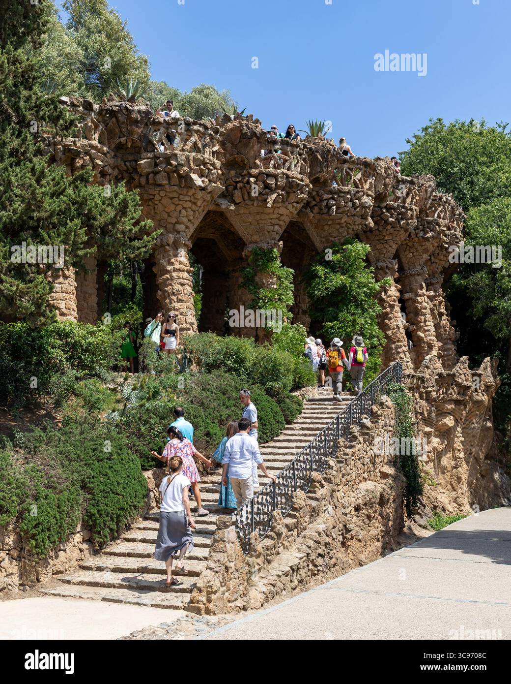 Parque Güell, disegnato da Antoni Gaudi, Barcellona, Spagna Foto Stock