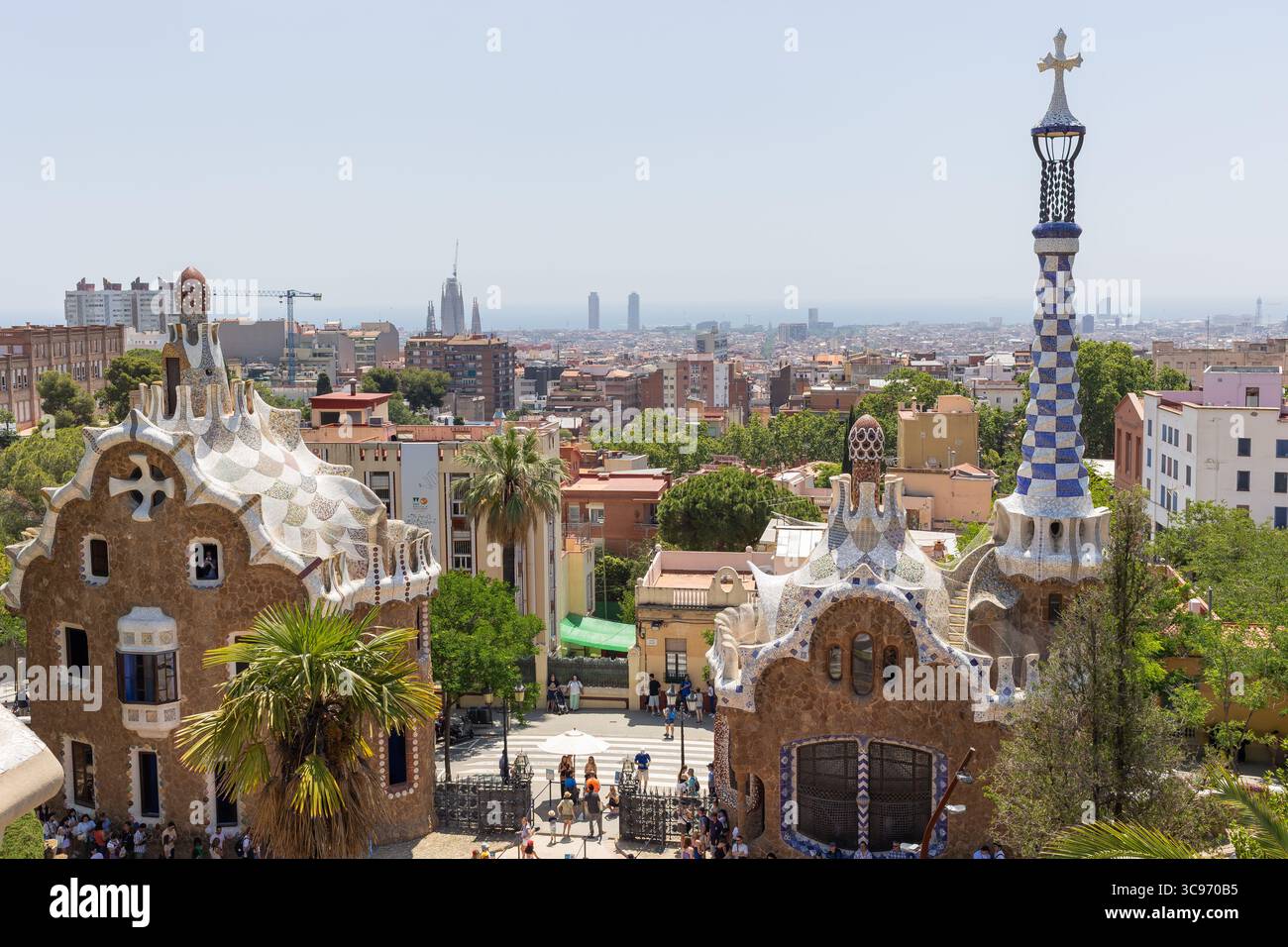 Parque Güell, disegnato da Antoni Gaudi, Barcellona, Spagna Foto Stock