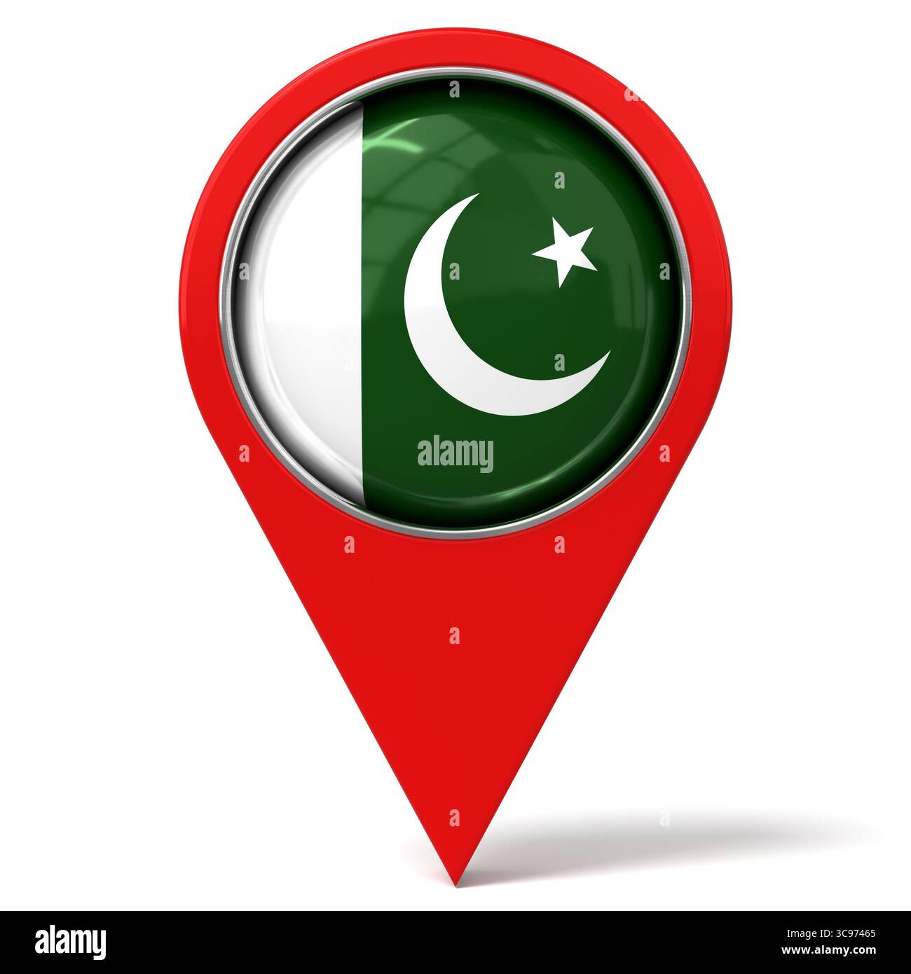Pakistan - perno di posizionamento con bandiera - illustrazione 3D. Foto Stock
