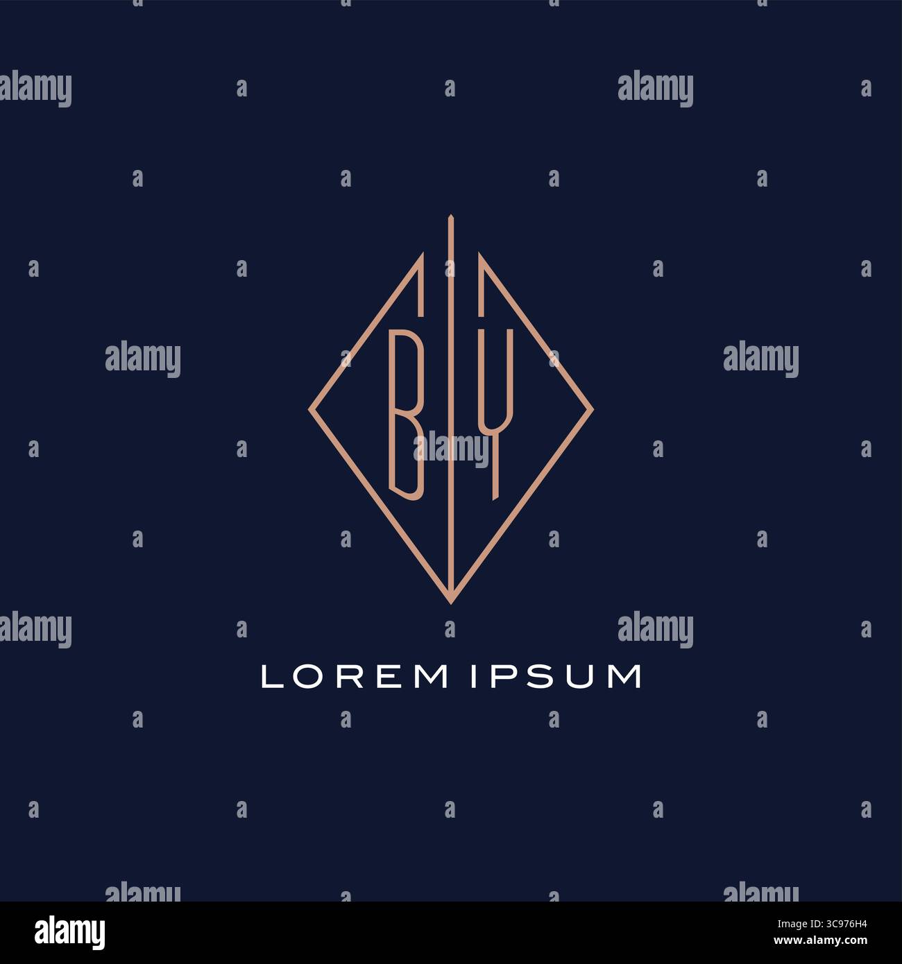 Monogram BY logo con logo in stile rombo con logo moderno e diamante Illustrazione Vettoriale
