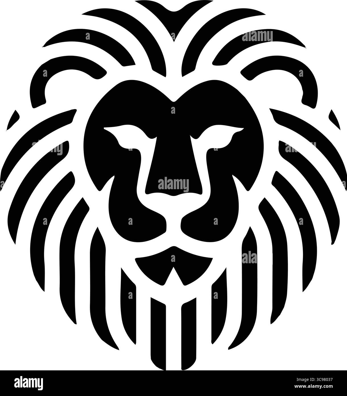 Logo minimalista con testa di leone dorata stilizzata Illustrazione Vettoriale