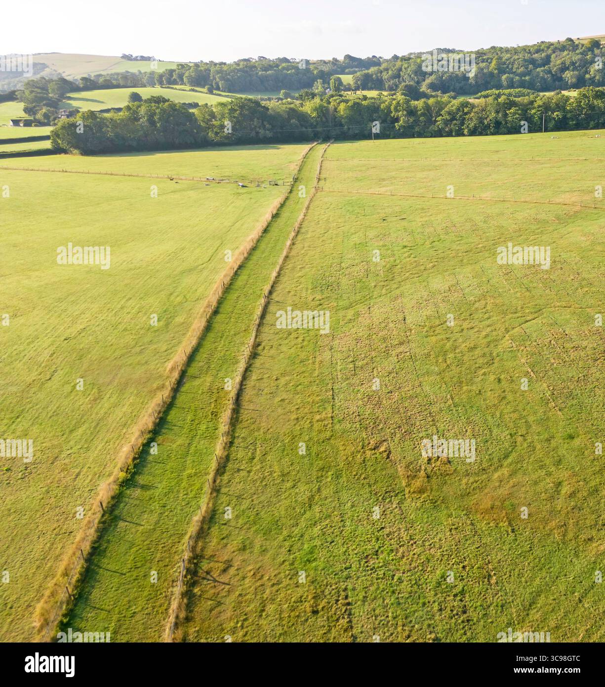 vista aerea della strada sud che attraversa i campi vicino all'hurstpierpoint nel sussex occidentale Foto Stock