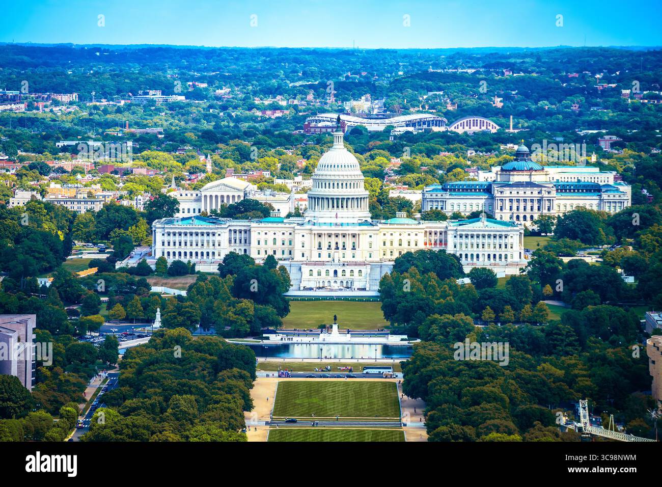 Washington DC Campidoglio degli Stati Uniti e vista aerea del centro commerciale, capitale degli Stati Uniti Foto Stock