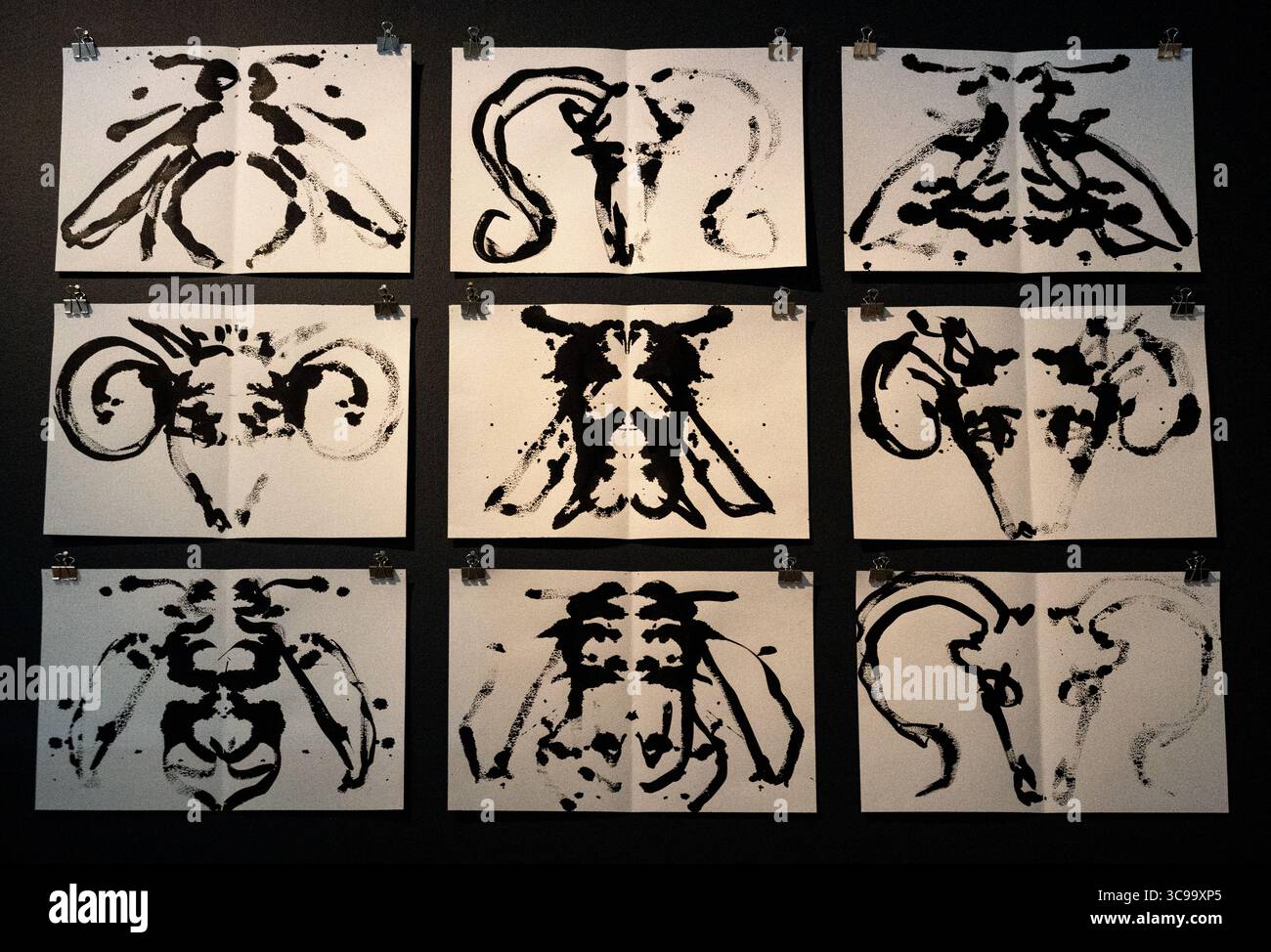 Blocchi di inchiostro appesi al museo d'arte MOMA di New York Foto Stock