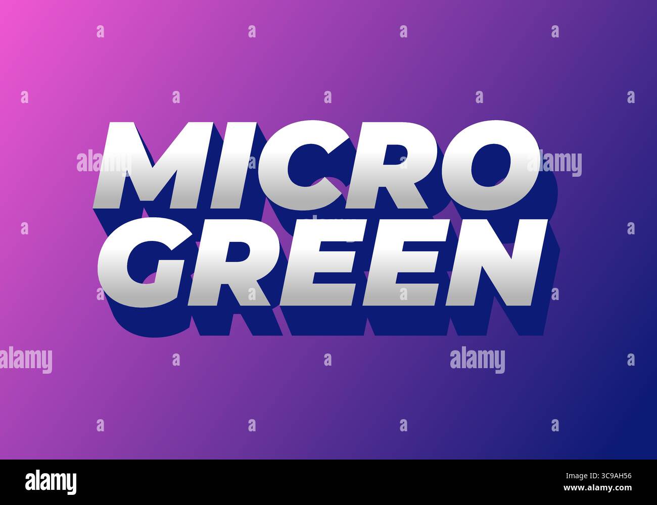 Un design grafico vivace con testo in grassetto MICRO VERDE in un font moderno. Lo sfondo passa dal viola al rosa, creando una e. Illustrazione Vettoriale