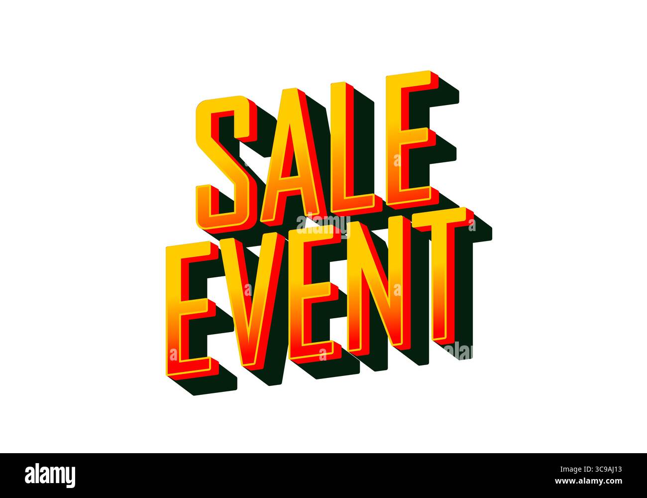 Grafica testuale in grassetto con le parole EVENTO DI VENDITA in colori vivaci con effetto ombra, adatta per materiali promozionali. Illustrazione Vettoriale