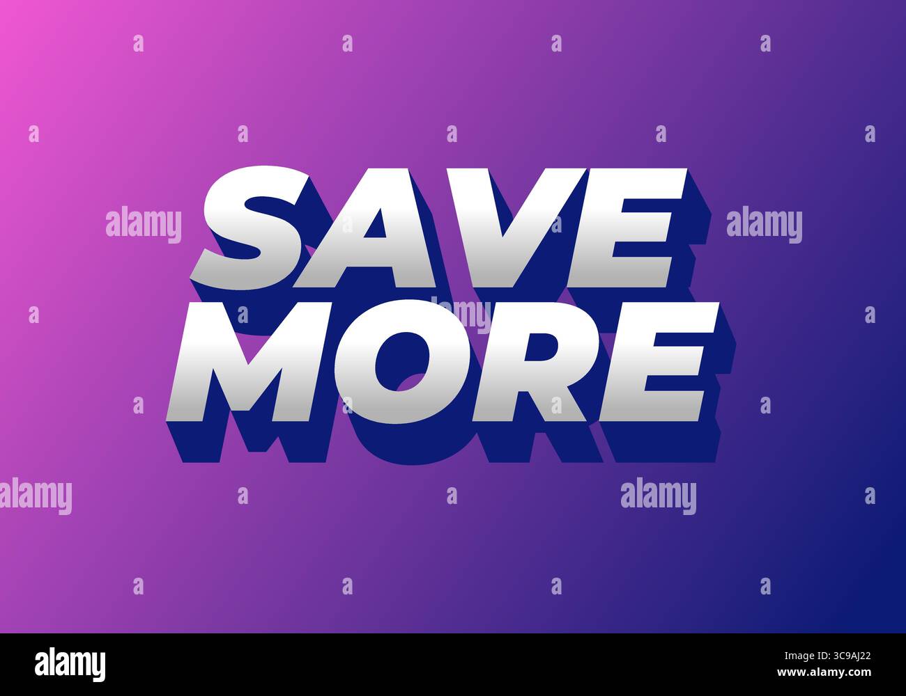 Grafica testuale in grassetto con le parole CHE RISPARMIANO DI PIÙ in uno stile tridimensionale, su uno sfondo sfumato di tonalità viola e rosa. Illustrazione Vettoriale