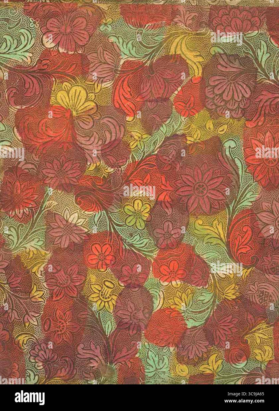 Copertina decorativa in carta dorata olandese del manoscritto musicale del XVIII secolo Ode on the auspicious Arrival and Nuptials of Her Present Most Grazy Majesty Queen Charlotte di John Lockman, musicata da Johann Christian Bach. Questa copertura superiore decorata riflette la grandezza cerimoniale dell'evento reale che commemora. Foto Stock