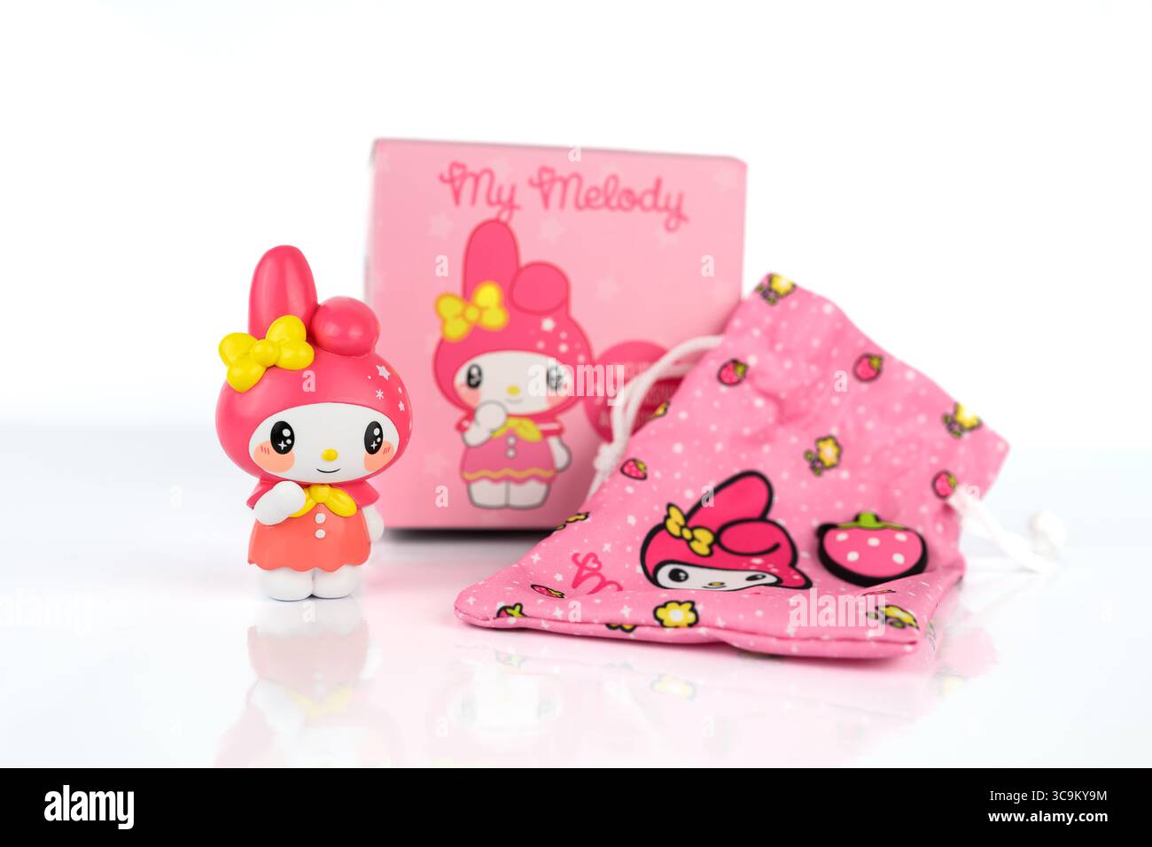 Figura giocattolo My Melody di Sanrio – Galles, Regno Unito – 28 luglio 2025 Foto Stock
