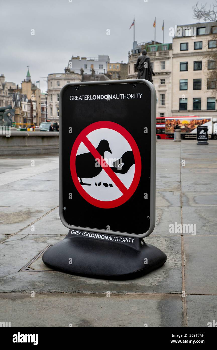 Non dare da mangiare al cartello Ducks nel centro di Londra. REGNO UNITO. Foto Stock