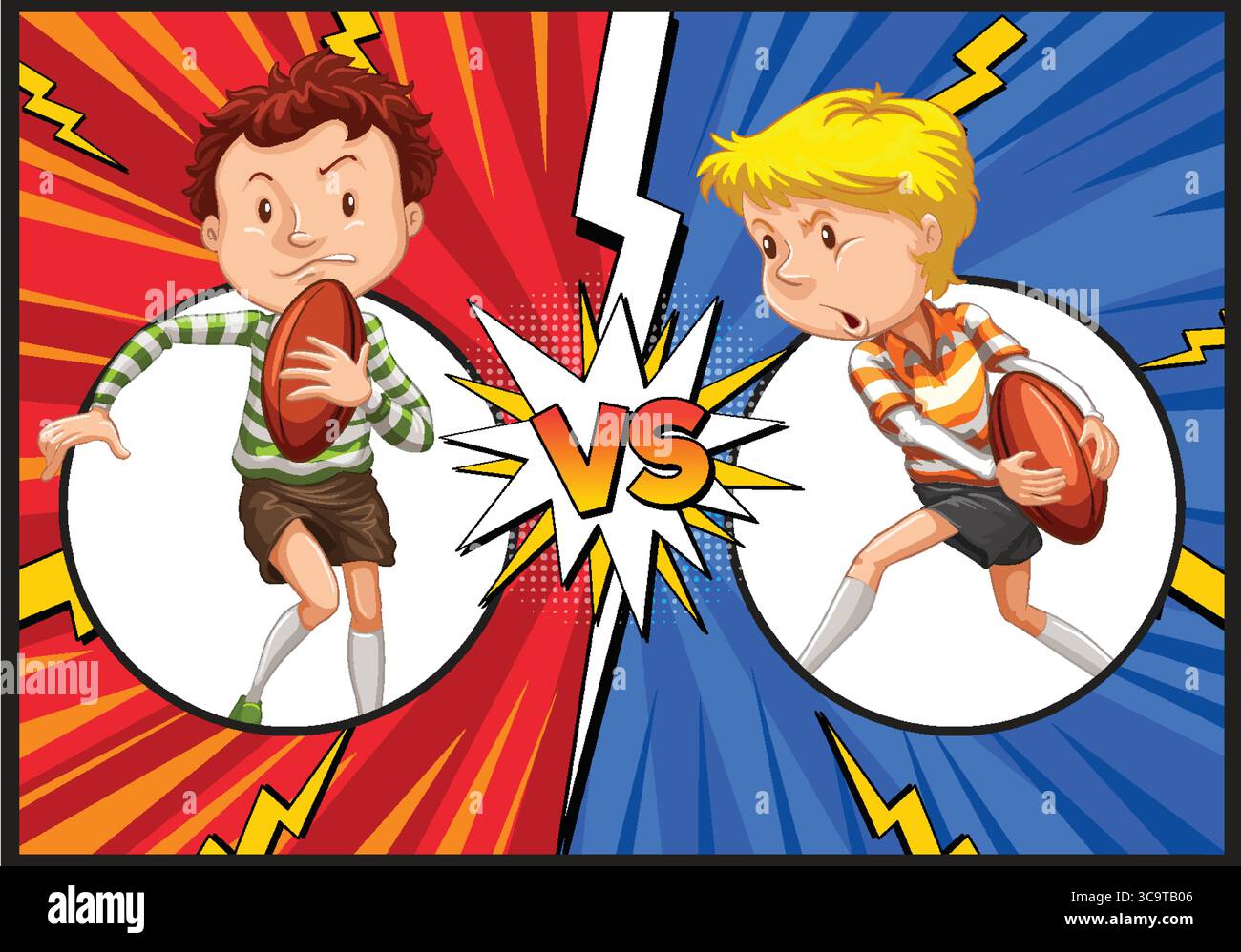 Due ragazzi affrontano una partita sportiva Illustrazione Vettoriale