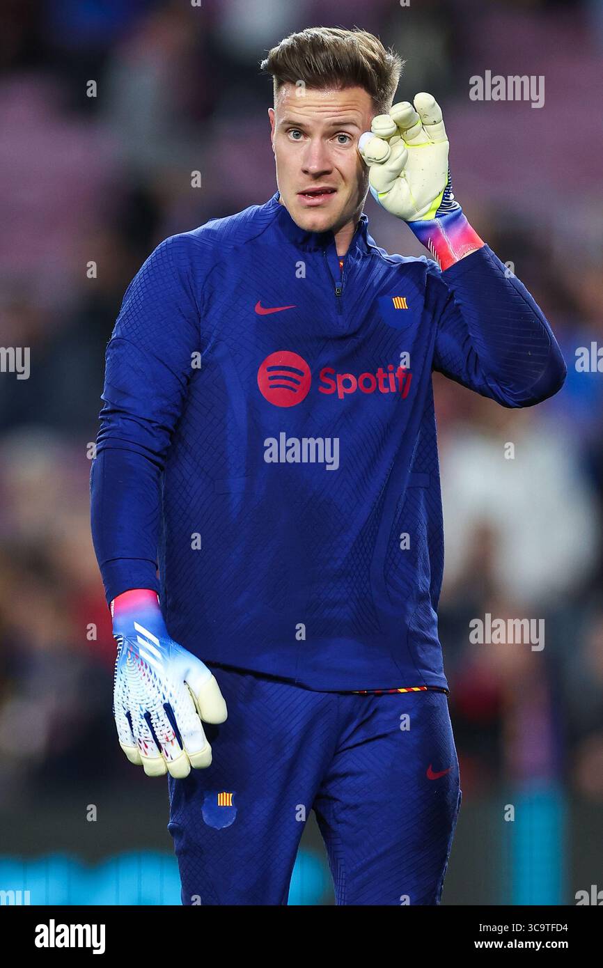 5 aprile 2023, Barcellona, Spagna: BARCELLONA, SPAGNA - 5 APRILE: Marc Andre ter Stegen del FC Barcelona durante la semifinale seconda tappa - Coppa del Rey partita tra FC Barcelona e Real Madrid al Camp Nou il 5 aprile 2023 a Barcellona, Spagna (Credit Image: © David Ramirez/DAX via ZUMA Press Wire) Foto Stock