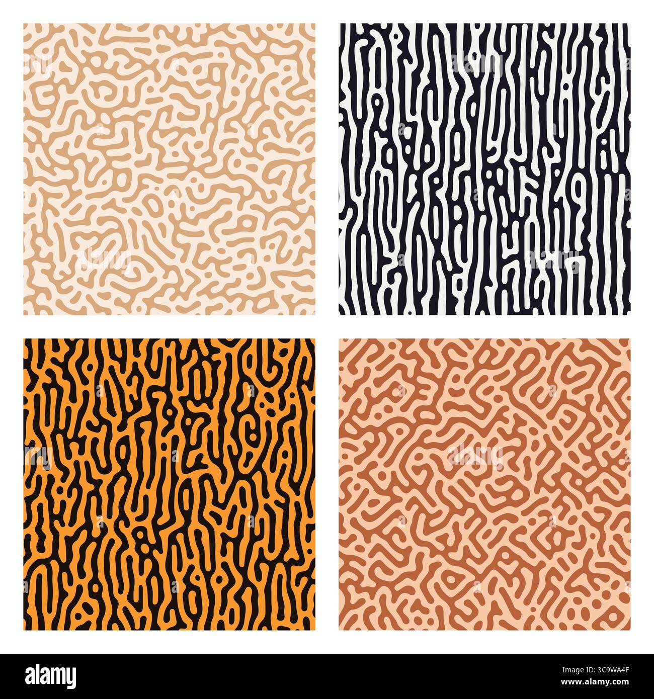 Set di motivi Turing senza cuciture per stampe animali Illustrazione Vettoriale