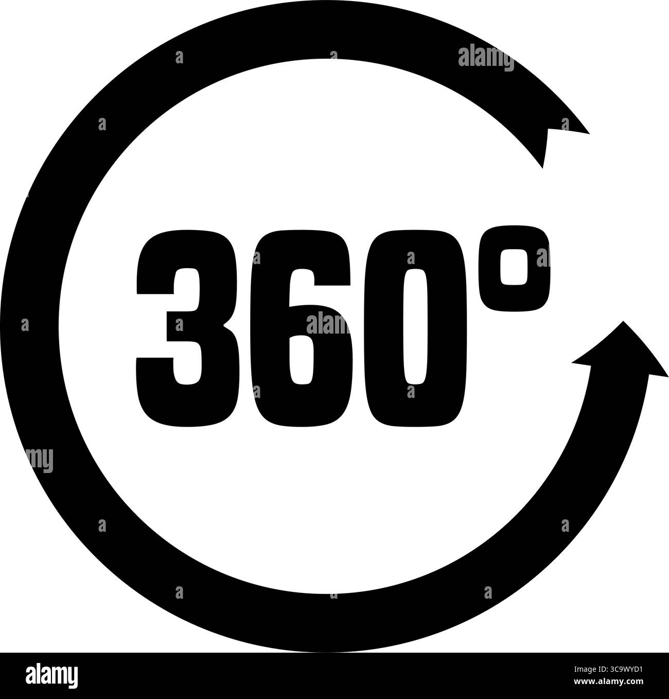 semplice illustrazione vettoriale isolata con icona a 360 gradi Illustrazione Vettoriale