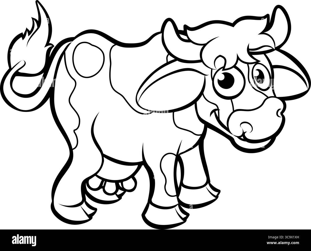 Illustrazione animale animale della fattoria personaggio Cartoon della mucca Illustrazione Vettoriale