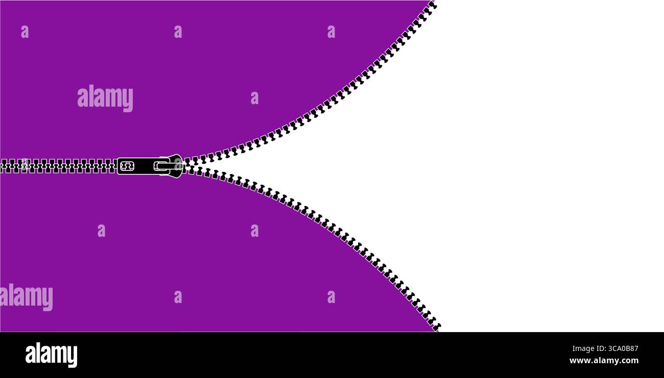 Disegno del dispositivo di fissaggio con cerniera lampo testurizzata e blocco estrattore. Illustrazione CAD per pantalone o zaino. Design a icone piatte di scorrimento Illustrazione Vettoriale