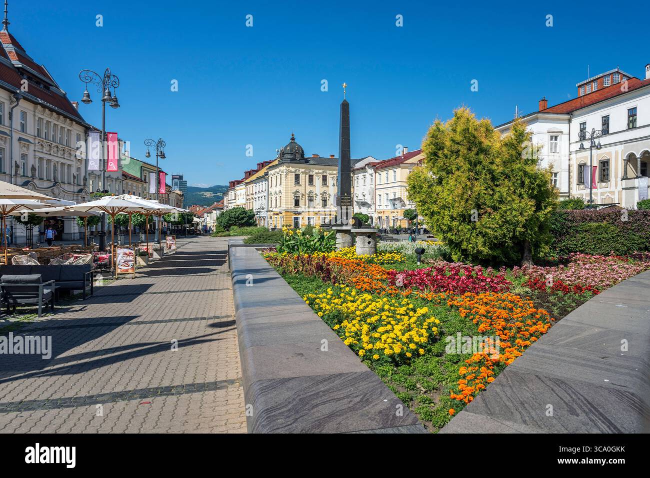 Piazza nazionale della rivolta slovacca (SNP), Banska Bystrica, Slovacchia Foto Stock