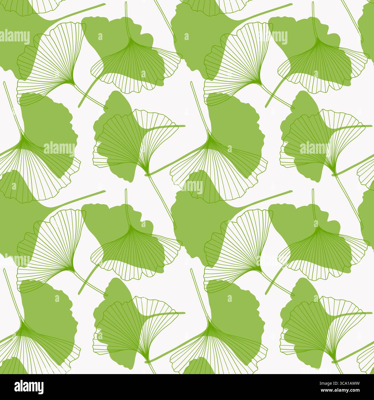 Spring Ginkgo Biloba Tree Plant Leaf Seamless Pattern Illustrazione Vettoriale