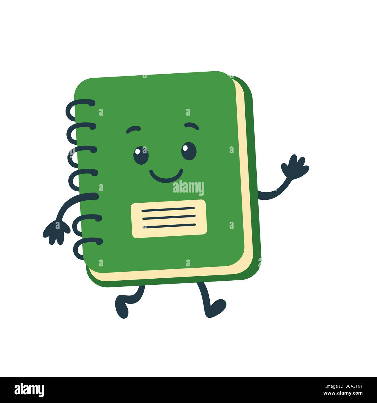 Simpatico personaggio a spirale verde dei cartoni animati sorridente Illustrazione Vettoriale