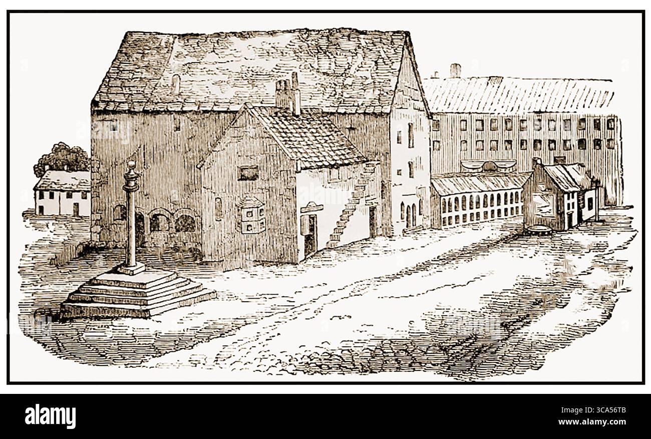 Una vecchia stampa dell'ex casello a Darlington, Contea di Durham, Regno Unito. Foto Stock