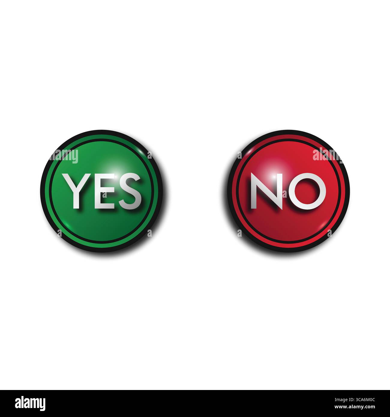 Pulsanti rotondi verdi e rossi SÌ e NO Illustrazione Vettoriale