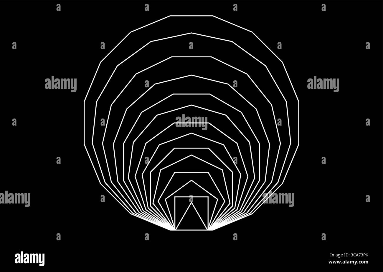 Geometria sacra, imposta l'icona del poligono bianco nel rapporto dorato, simbolismo geometrico, icona del logo, illustrazione vettoriale isolata su sfondo nero Illustrazione Vettoriale