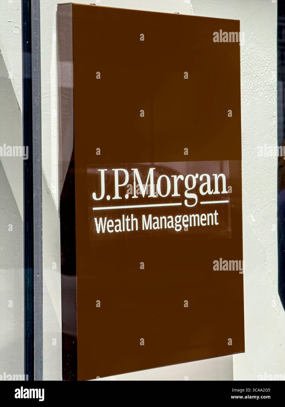 J.P. Morgan Wealth Management, dettaglio esterno edificio, Madison Avenue, Manhattan, New York City, New York, Stati Uniti Foto Stock