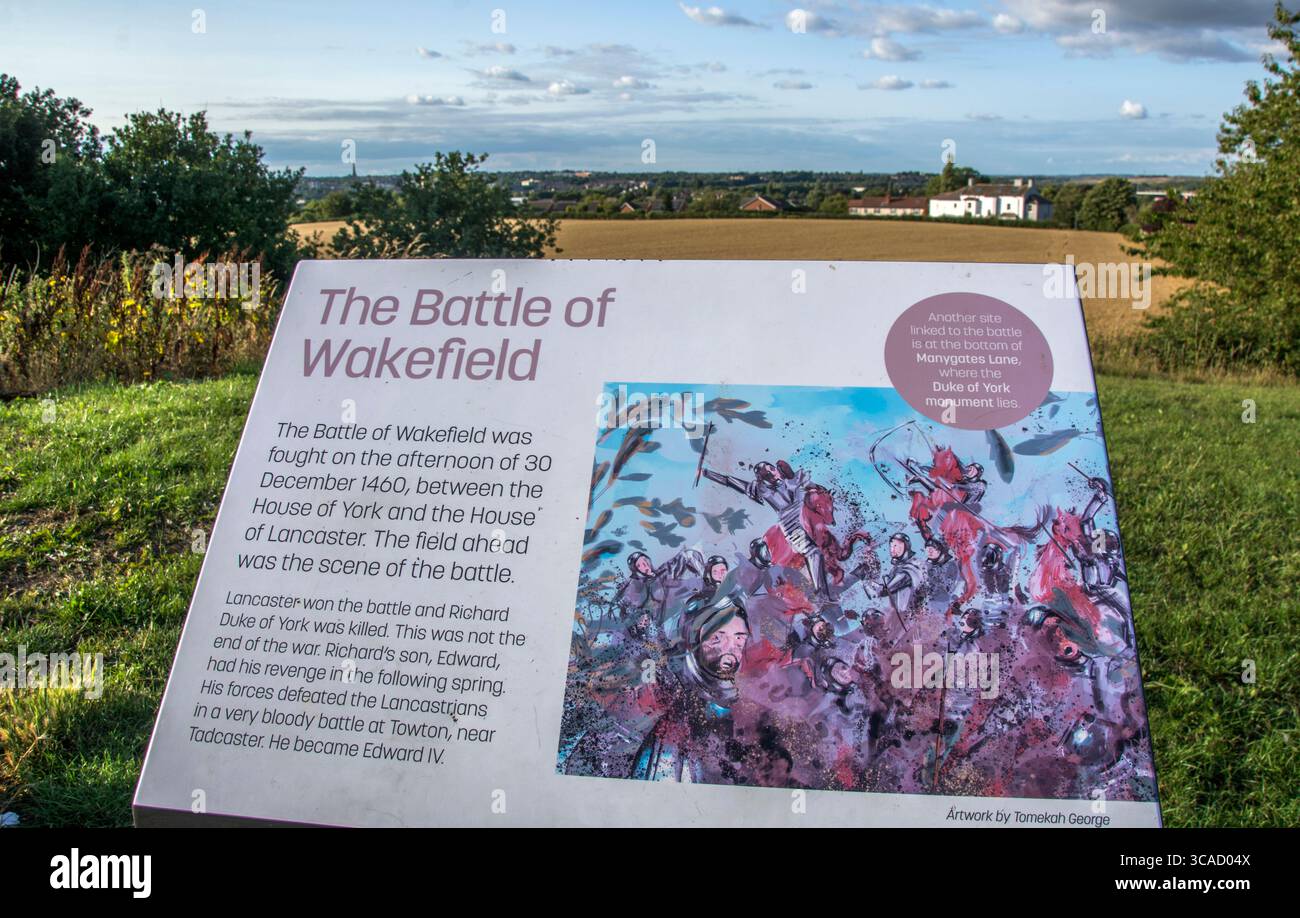 Il campo che precede è la scena della battaglia di Wakefield (30 dicembre 1460), tra la Casa di York e Lancaster Foto Stock