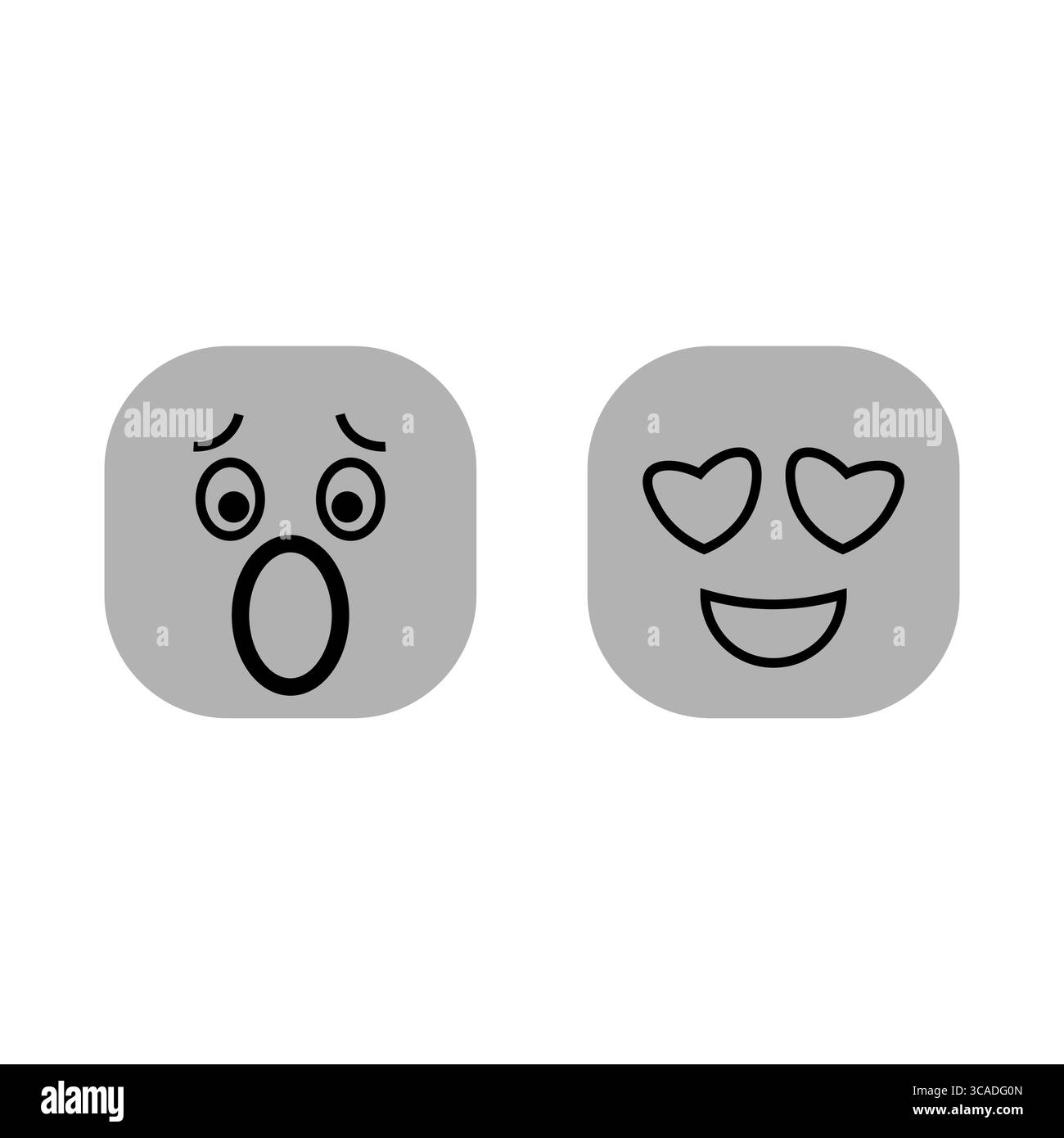 Icona emoji sconvolta. I cuori amorevoli si affrontano. Vettore simbolo emozione. Illustrazione della reazione sorpresa. Illustrazione Vettoriale